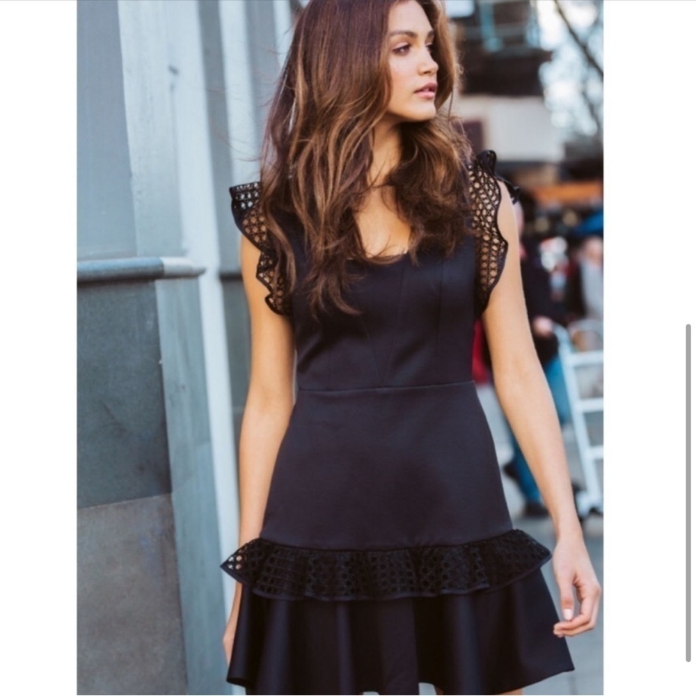 Forever New Australia Kady Lace Trim Black Dress NWT